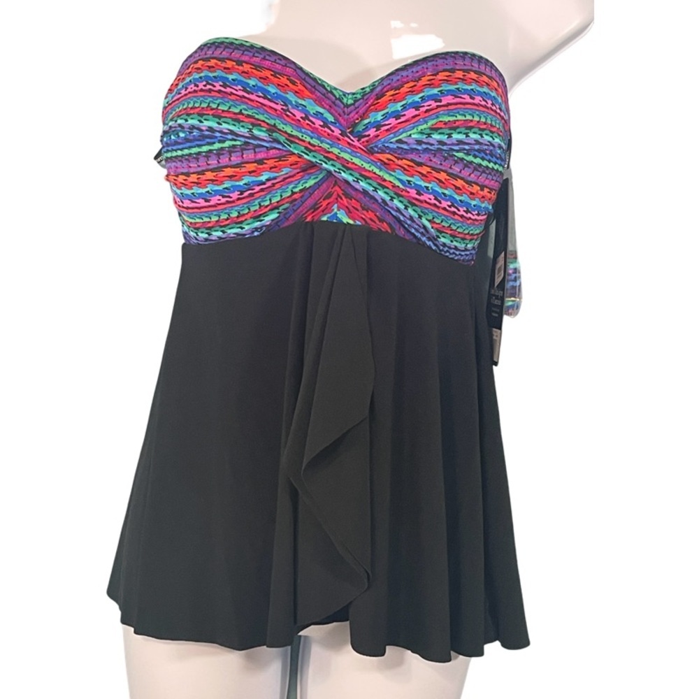 Miraclesuit Cadiz Flyaway Bandeau Tankini Swim Top Size 8 - Picture 2 of 6